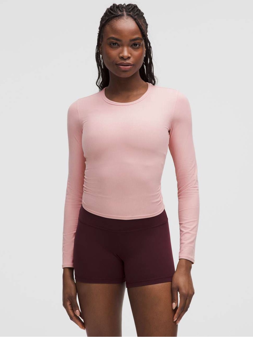 Lululemon Athletica All It Takes back twist ribbed long sleeve- Light Pink